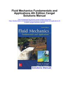 Fluid Mechanics Solutions Manual 4th Edition Cengel