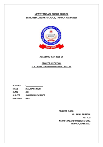 Electronic Shop Management System Project Report - Class XII CS