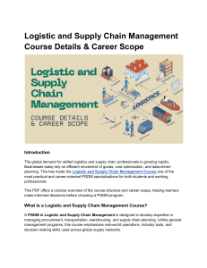 Logistic and Supply Chain Management Course Details & Career Scope