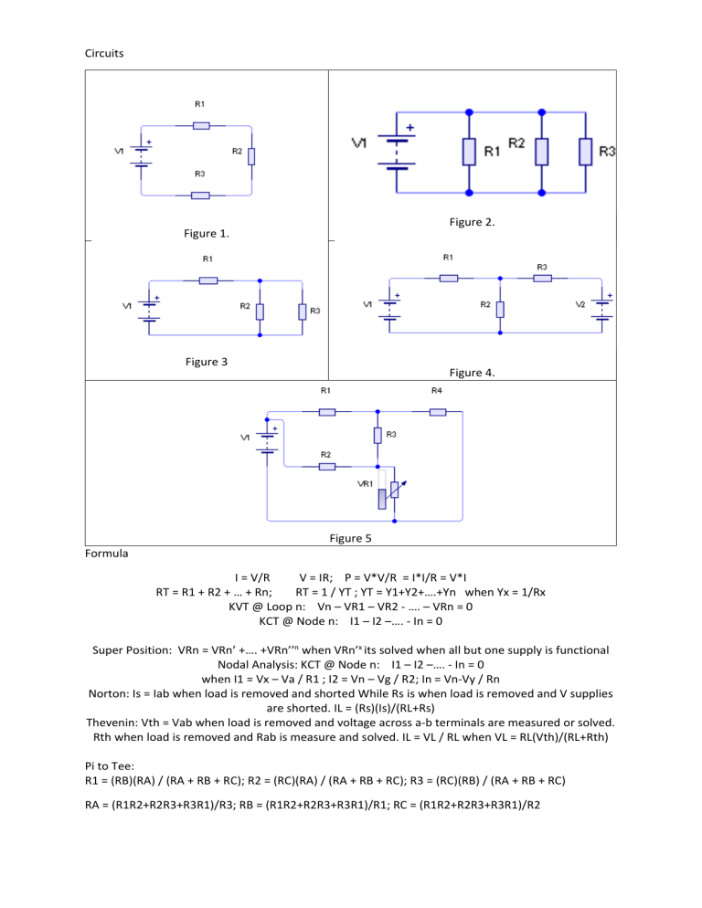 Circuit Analysis Formulas & Theorems