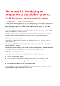 Descriptive Writing Worksheet | Worksheet 6.2