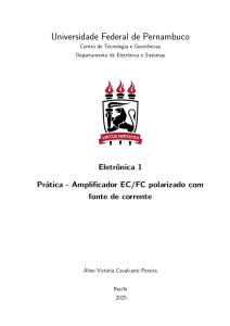 Amplificador EC/FC com Fonte de Corrente - Pr&aacute;tica de Eletr&ocirc;nica 1