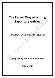 Expository Articles Guide for IGCSE ESL Students