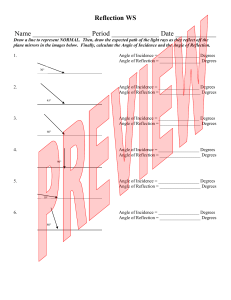 Reflection Worksheet: Light Ray Angles & Calculations