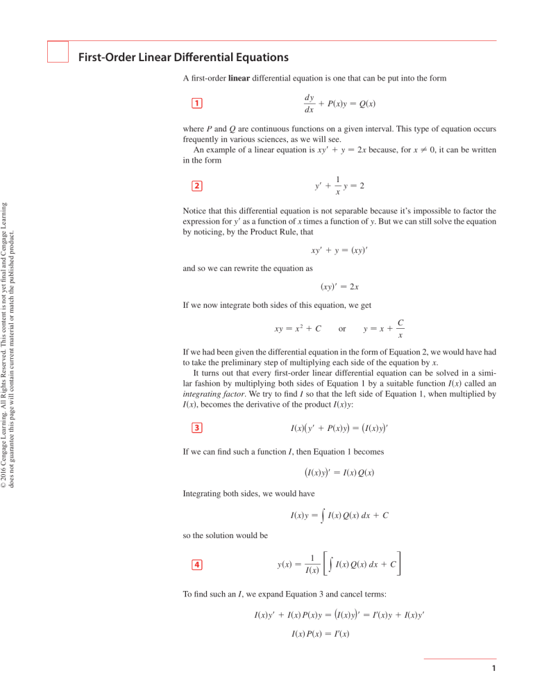 First-Order Linear Differential Equations Guide