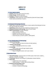 ARCH 131 Module 1: Biological Anthropology Overview