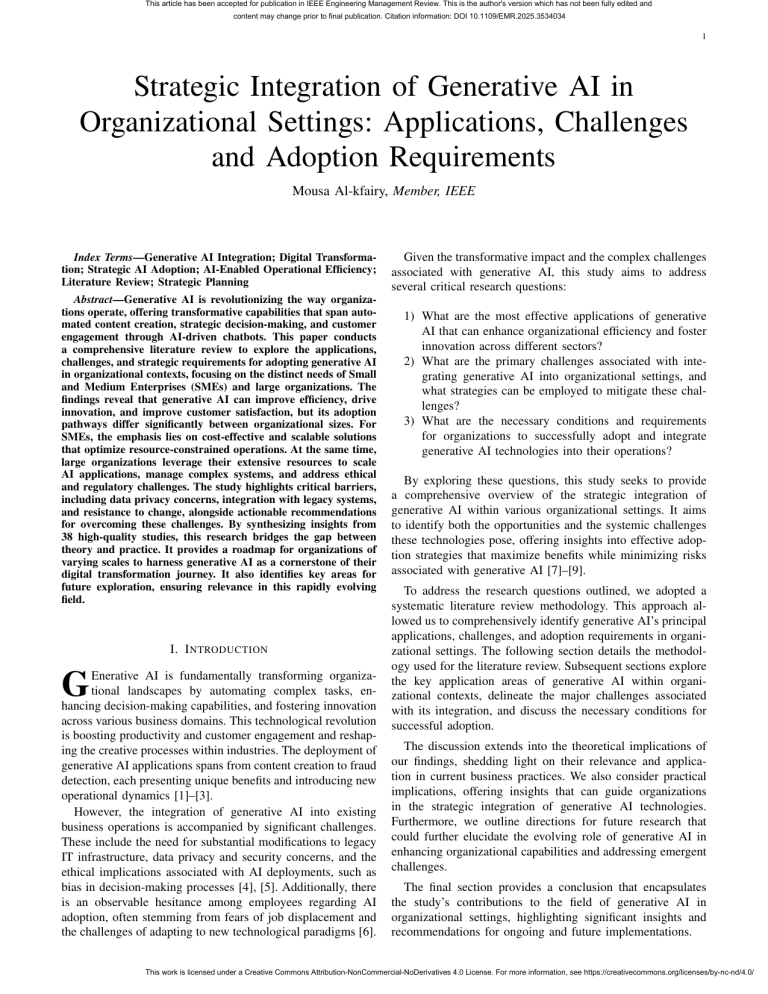 Strategic Generative AI Integration in Organizations