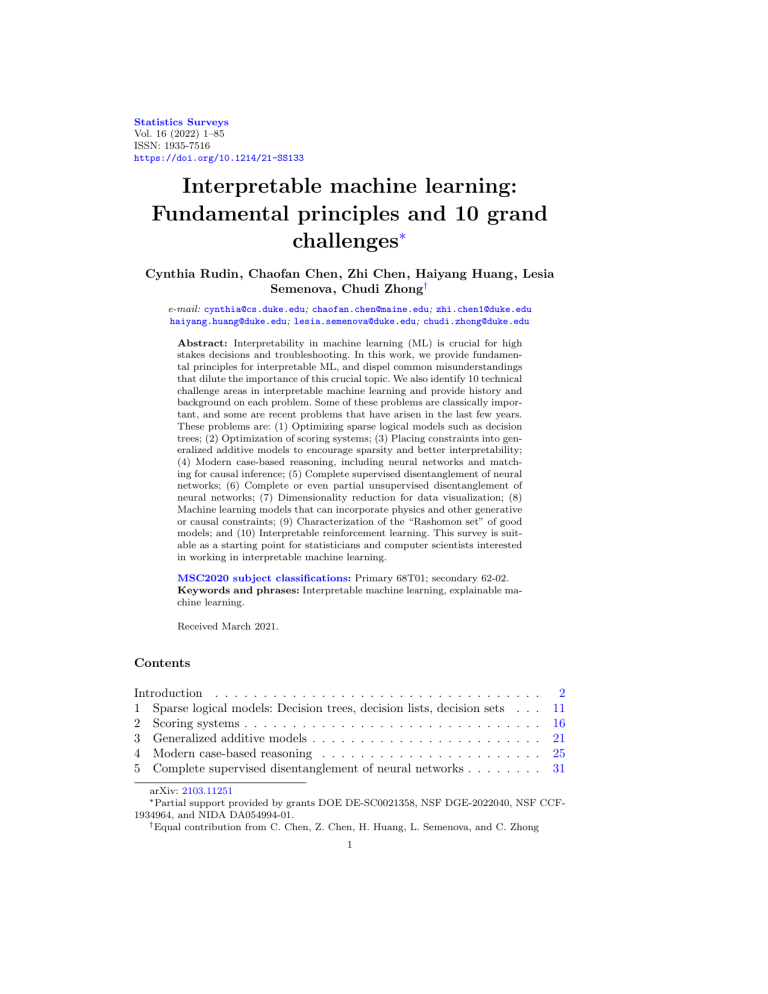 Interpretable Machine Learning: Principles & Challenges