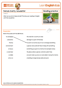 Animal Charity Newsletter: Reading Practice for Kids (Level 3)