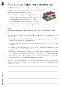 SPaG Starters: Adjectives and Adverbs Worksheet