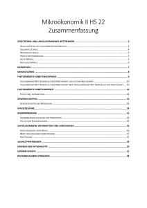 Mikro&ouml;konomik II HS 22 Zusammenfassung: Spieltheorie, Wettbewerb, Arbeitsm&auml;rkte