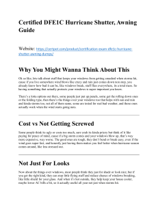 Certified DFE1C Hurricane Shutter, Awning Preparation Guide Essential Study Resources