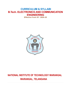 NIT Warangal B.Tech. ECE Curriculum & Syllabi 2024-25