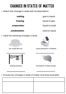 States of Matter Worksheet for Middle School