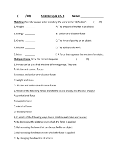 Science Quiz Chapter 4: Forces & Energy