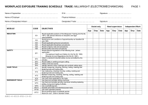 Millwright Electromechanician Workplace Training Schedule