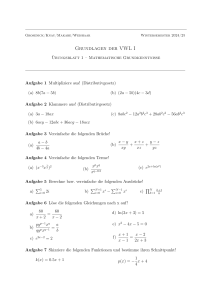&Uuml;bungsblatt 1: Mathematische Grundkenntnisse f&uuml;r VWL I