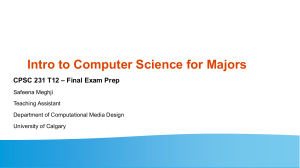 CPSC 231 Final Exam Prep: Intro to Python