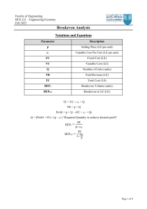 Breakeven Analysis in Engineering Economy