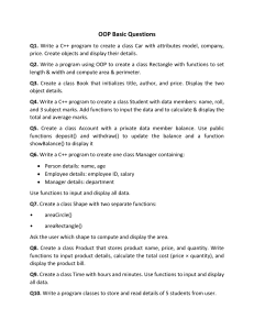 OOP Basic Questions: C++ Programming Exercises