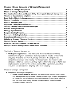 Chapter 1: Basic Concepts of Strategic Management