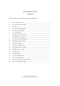 English Grammar Conditionals Worksheet