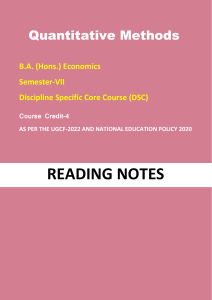 Quantitative Methods B.A. Economics Semester VII Reading Notes