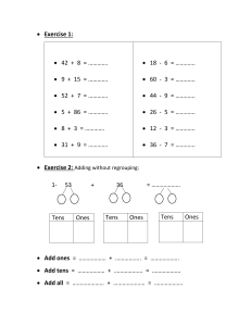 Elementary Math Exercises: Addition, Subtraction, Place Value