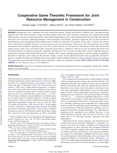 Cooperative Game Theory for Joint Resource Management in Construction