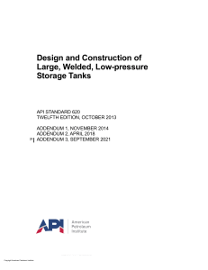 API 620: Design & Construction of Low-Pressure Storage Tanks