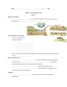Chapter 4: The Organization of Life - Ecosystems Worksheet