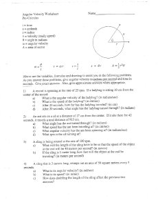 Angular Velocity Worksheet Pre-Calculus Problems