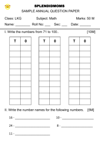 LKG Math Sample Annual Question Paper