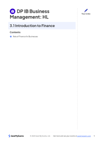 DP IB Business Management HL Finance Notes