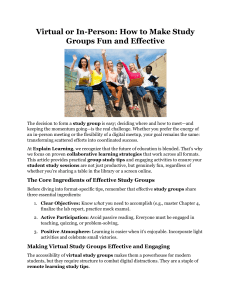 Virtual or In-Person How to Make Study Groups Fun and Effective