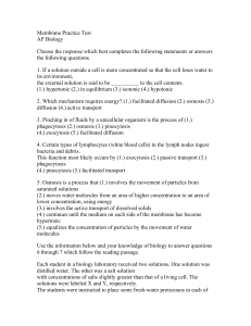 AP Biology Membrane Practice Test