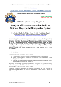 Analysis of Fingerprint Recognition System Procedures