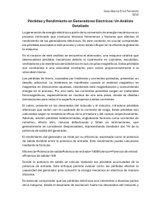 An&aacute;lisis de P&eacute;rdidas y Rendimiento en Generadores El&eacute;ctricos