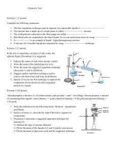 Chemistry Test: Separation Techniques & Mixtures