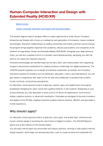 HCID/XR Master's Program: Human-Computer Interaction & XR Design