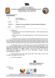 22412 TRANSFER OF ACCOUNTABILITY OF COMMUNICATION EQUIPMENT