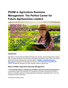 PGDM in Agriculture Business Management  The Perfect Career for Future Agribusiness Leaders