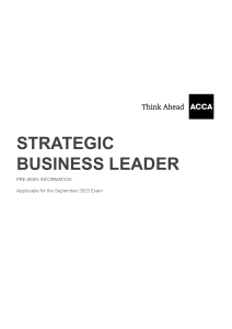 ACCA Strategic Business Leader 2025 Pre-seen Material
