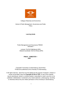 University of Johannesburg PMG3C Learning Guide 2025