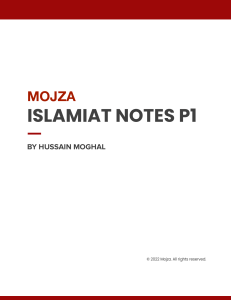 Islamiyat Notes P1: Quran, Prophet's Life, O Level Study Guide