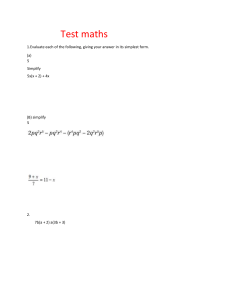 Maths Test: Algebra & Number Skills