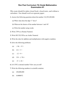 7th Grade Math Exam