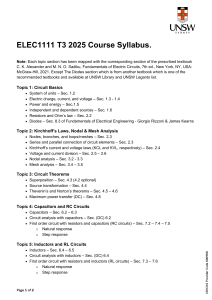 ELEC1111 Electric Circuits Course Syllabus 2025