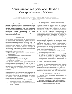 Admin. de Operaciones: Conceptos B&aacute;sicos U1