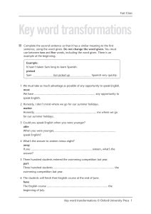 Key Word Transformations: English Grammar Exercises